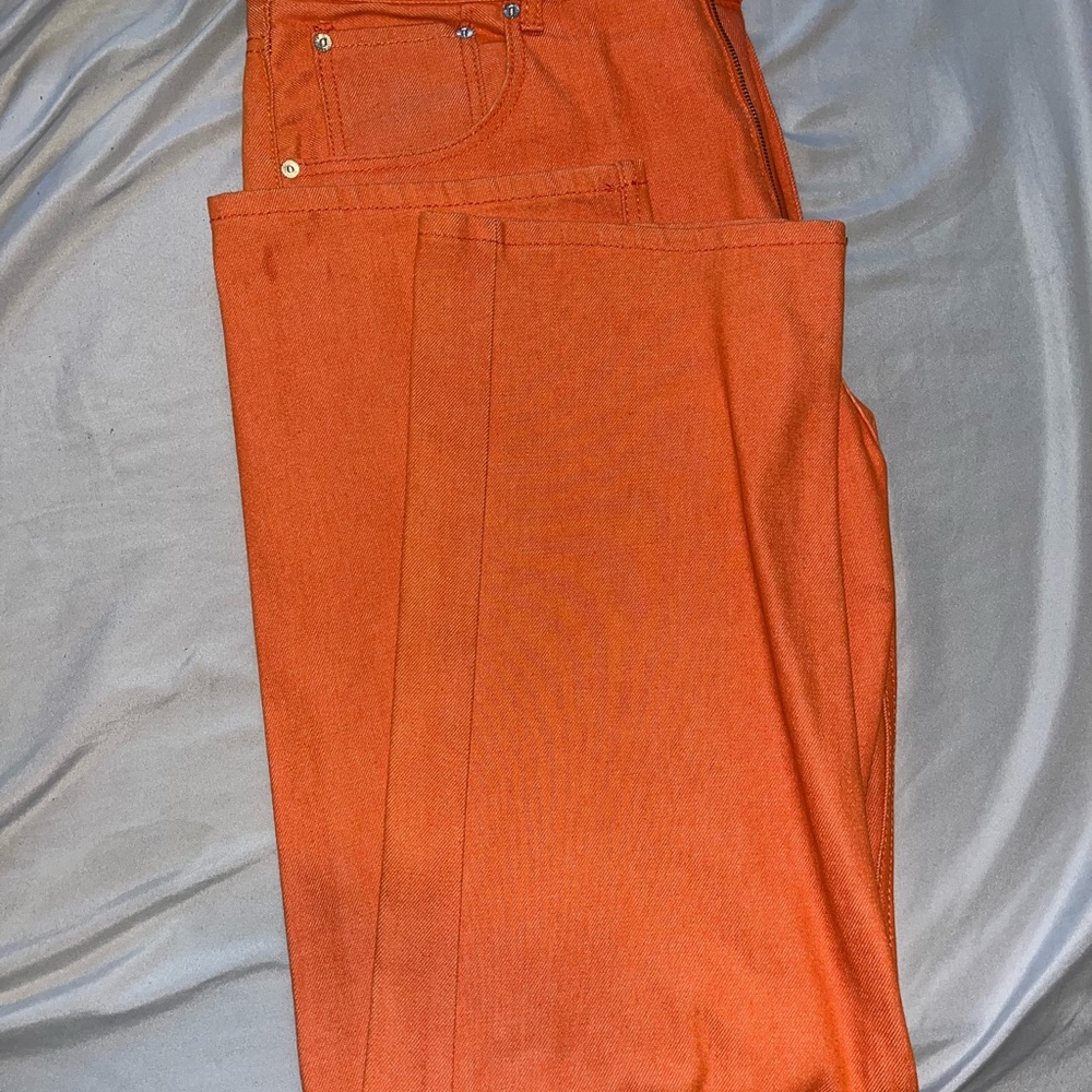 Vibrant Orange Chinos with Structured Design